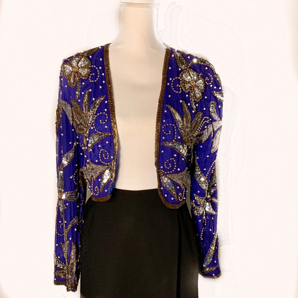 Vintage Sequin Crop Cardigan